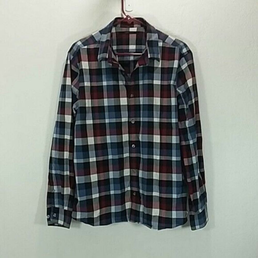Perry Ellis shirt men's size Large long sleeve button front plaid